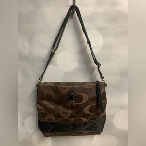 Coach brown and black jacquard shoulder bag‎ with CoA